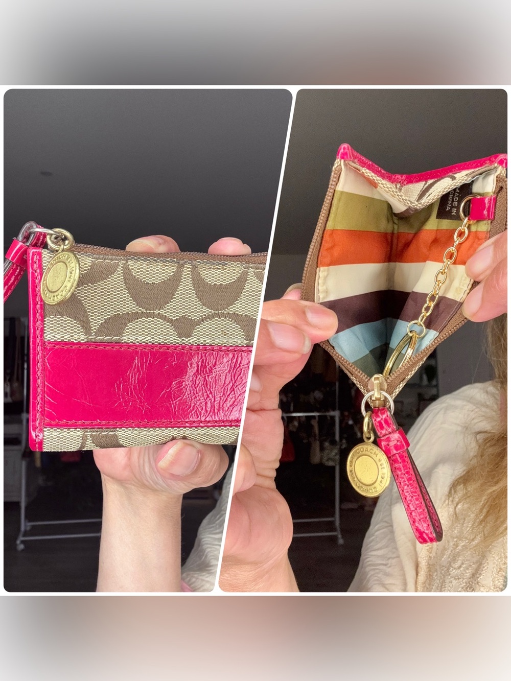 Coach Skinny card case legacy lining